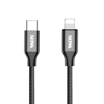 

SEIWA Qinghe data line Type-c to Lightning PD fast charge line iPhoneX8plus charging line black weave 1 meter