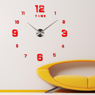 

Modern Large 3D Mirror Surface Wall Clock Sticker Home Office Room DIY Decor