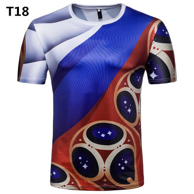 

Summer New Mens T-Shirt WorldCup Printed Football T-shirt Casual Commemorative T-shirt Sports Running Fitness Exercise