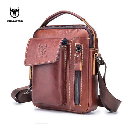 

BULLCAPTAIN Genuine Leather Men Messenger Bag Casual Crossbody Bag Business Mens Handbag Bags for gift brand shoulder bag