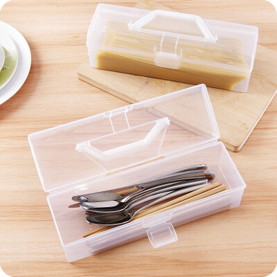 

Transparent Portable noddle food storage box with lid food container crisper tableware cutlery chopsticks case