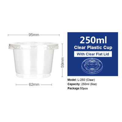 

OTOR Ice Cream Bowl Disposable Plastic Cup with Lid Take Away Food Container for Dessert Fast food Bento Soup 300250ml 50pcs
