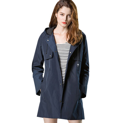 

BURDULLY New Taffeta Ladies Mid Long Hooded Trench Coat Women 2018 Winter High Quality Coats Female Pink Dark-blue Solid S-XXL
