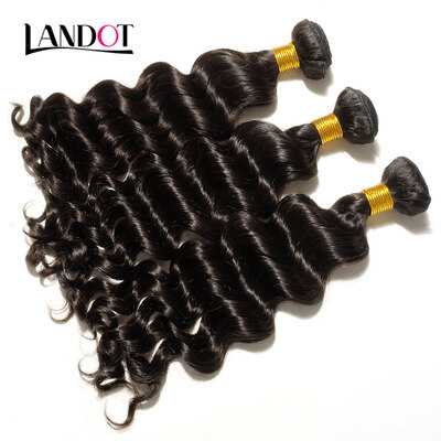 

10A Unprocessed Virgin Malaysian Loose Deep Wave Remy Human Hair Weaves 3 Bundles Natural Black Can Bleach 613 Color 2 Years Life