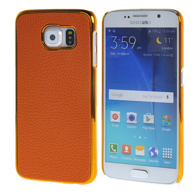 

MOONCASE Litchi Skin золото Chrome Hard Back чехол для Cover Samsung Galaxy S6 Orange