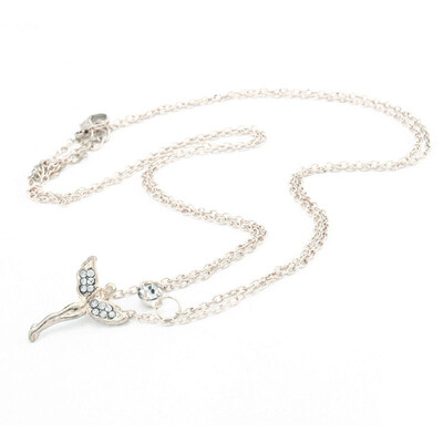

Fashion Full Rhinestone Lady Necklace Wing Pendant Golen/Silver Necklace New