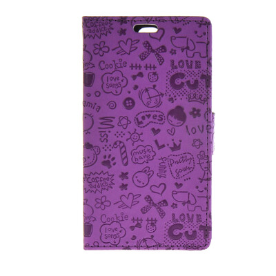 

MOONCASE Cute Little Witch Leather Side Flip Wallet Card Holder Stand Pouch ЧЕХОЛ ДЛЯ LG AKA Purple