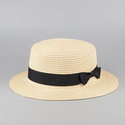 

Summer fashion small ceremony hat brimmed straw hat bow Ms England topping cover sun hat beach hats for women