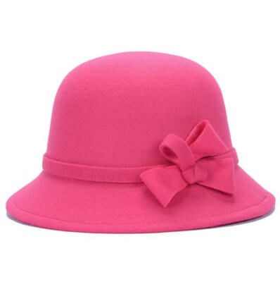 

Elegant Ladies Vintage Winter Hat Bowknot Fedora Bowler Cap