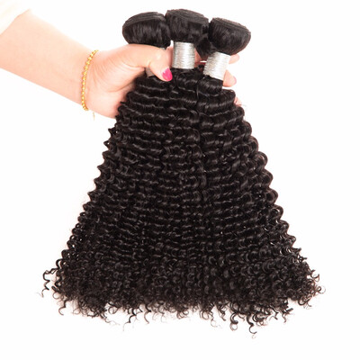 

Afro Kinky Curly 3pcs Brazilian Hair Weave Bundles Virgin Human Hair Weaving Natural Color Free shipping