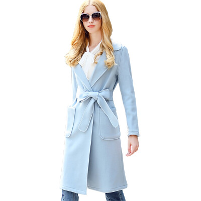 

BURDULLY European High Quality Long Winter Coat Women Elegant Wool Coat Pockets Jacket Autumn Woolen Outwear manteau femme hiver