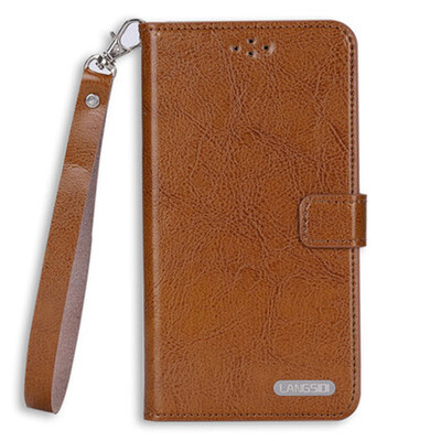 

Genuine Leather flip Case For iPhone 6 7 8 Plus X Oil wax Leather buckle Phone Cover lanyard desgin