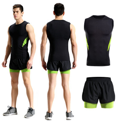 

2018 new vest sports suit mens fitness clothing quick-drying vest suit tight breathable basketball suits