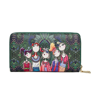 

Women Wallet 2018 Zipper Leather Bag Crative Character Printed Wallets Long Clutch Card Holder Purse Carteira Feminina LB473