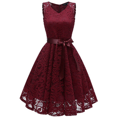 

Try Everything Summer Lace Dress Women Bow Bandage Elegant Short Party Dresses 2018 Sleeveless Pink V Neck Tunic Womens Dress