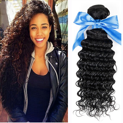 

WYF Deep Wave Virgin Hair 3 Bundles Cheap Brazilian Deep Wave Hair Natural Color