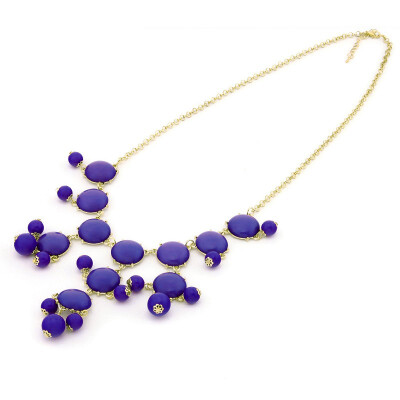 

1pc Women Bubble Bib Statement Fashion Alloy Chain Acrylic Necklace New PURPLE