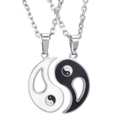 

Hpolw 2pcs Mens&&Womens Stainless Steel Yin Yang Tai Chi Couples Pendant Necklace Set,18 and 22 inch Chain,Valentine's Gift