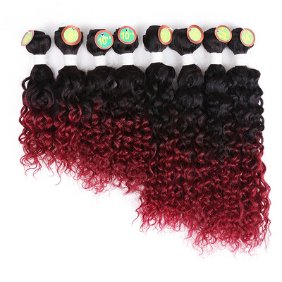 

8pcs Jerry Curl Human Hair 8-14inch Kinky Curly Hair Weave Ombre BrownBlondeBurgundy Human Hair Extensions