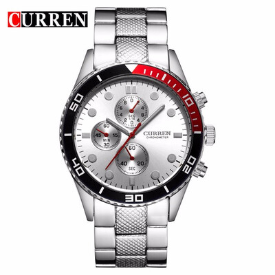

CURREN 8028 Elegant Quartz Steel Watch Mens Wristwatches with Point ScalesRound Dial-Black
