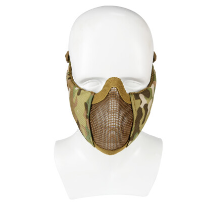 

Tactifans Tactical Foldable Mesh Mask With Ear Protection for Airsoft Paintball Adjustable Elastic Belt Strap Hunting Helmet