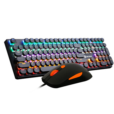 

Magician MAGIC-REFINER 1505 mouse&keyboard set mixed light retro round key cap 108 key to eat chicken game wired keyboard&mouse set laptop office green axis