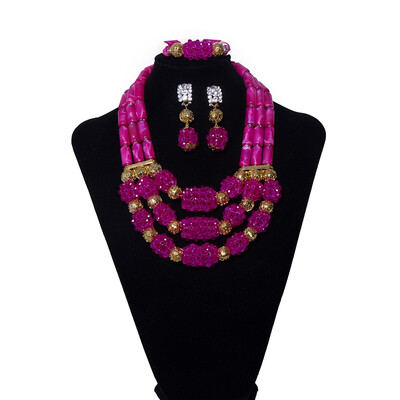 

Violet Coral Beads Bridal Wedding Jewelry Set Traditional African Wedding Bridal Statement Necklace Nigerian Women Jewelry Set