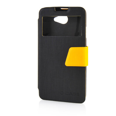 

MOONCASE View Window Leather Side Flip Pouch Ultra Slim Shell Back ЧЕХОЛ ДЛЯ HTC Desire 516 D516W Black