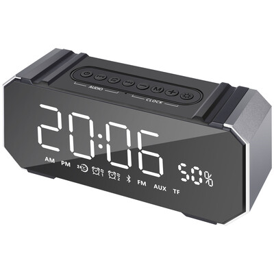 

TOPROAD Time Clock Bluetooth Speaker Portable LCD Display MP3 Speakers Wireless Stereo Subwoofer Soundbox Support Radio USB TF