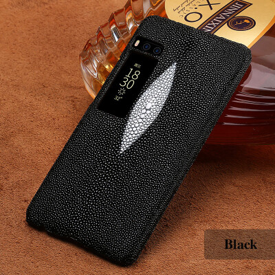 

Genuine Leather Phone Case For Meizu Pro 7 Case Natural Pearl Fish Skin Back Cover For M5 M6 Note Case