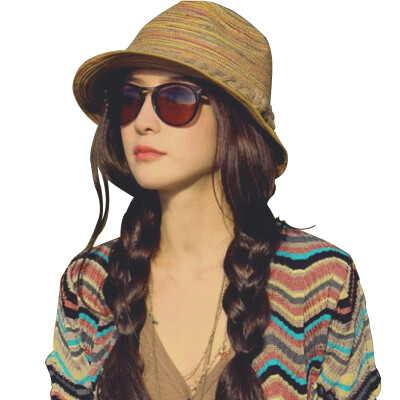 

【Jingdong Supermarket】 Meng Si Ke (MSEK) WMZ13182 Ms. Bohemian wind sun hat colorful rainbow pattern leisure grass hat big canopy shade beach cap rainbow color