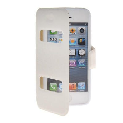 

MOONCASE View Window Leather Side Flip Pouch Hard board Shell Back Case Cover for Apple iPhone 5 / 5S White