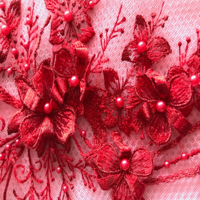 

sew on Stereo flowers patches Water soluble embroidery pinkredbluewine lace applique with peal 3015cm