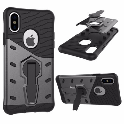 

Goowiiz Phone Case For Iphone 78X Luxury Armor TPUPC Silicone Hard Bracket Prevent falling