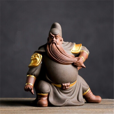 

Chinese style purple sand tea pet three kingdoms home decoration figurines creative handicraft tea accessories