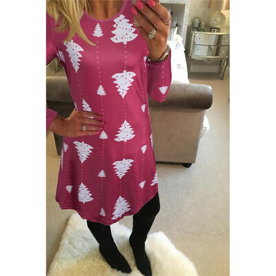 

Ruiyige 2018 spring Fashion Women Christmas Clothing Elegant Long Sleeve O-Neck Tunic Stretch Mini Dress Santa Festival Vestidos