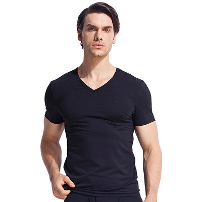 

Seven Wolves Men&39s Pure Cotton Short Sleeve T-Shirt Men&39s V-Neck Shirt Summer Sports 98714 Black