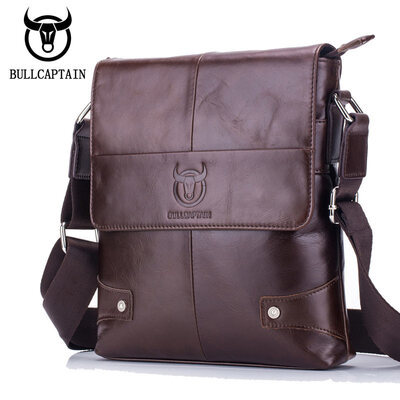

BULL CAPTAIN Men briefcase Bag Genuine Leather Man Crossbody Shoulder Bag Small Business Bags Male Messenger Leather Bags