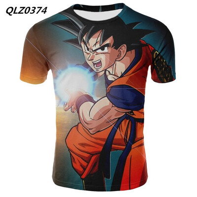 

Large Size Mens Fashion Casual T-shirt Dragon Ball Anime Print T-shirt Short Sleeve Slim Sport T-shirt Top