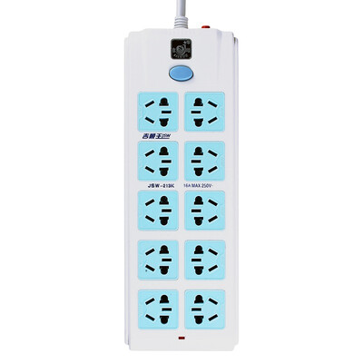 

Jishun jishun JSW-213K 3 m 10-bit 5-hole overload protection socket plug board row blue