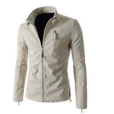 

Zogaa New Mens Leather Pure Color Slim Short
