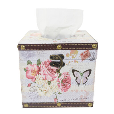 

Wooden Retro Tissue Box Holder Tissue Box Cover Case Napkin Dispenser