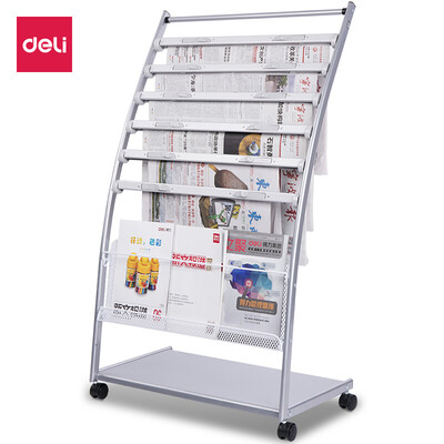 

Deli deli seven-layer aluminum alloy clip newspaper rack newspaper rack magazine display stand 6353601080mm 9303