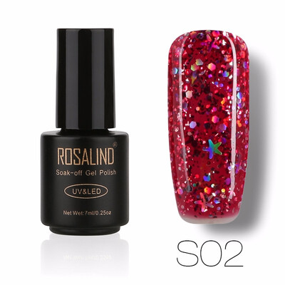 

ROSALIND Gel 1S Black Bottle 7ML Star&Moon glitter S01-12 UV LED Soak-Off Gel Nail Polish Nail Art Semi Permanent Gel Varnish