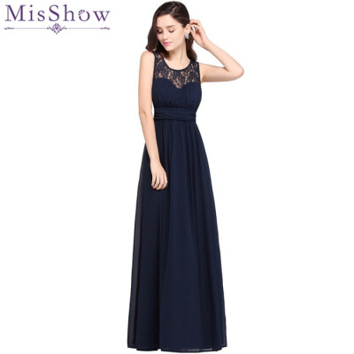 

2018 New Sexy Open Halter Navy Blue Bridesmaid Dresses Cheap Chiffon Wedding Party Dresses Long Prom Gown