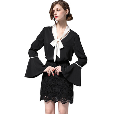 

BURDULLY Pullover Blouse Long Sleeve Women 2018 Summer Elegant Black Work Blouse Office Ladies Shirts And Tops roupas feminina