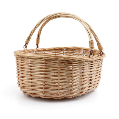 

MEIEM Wicker Picnic Basket Hamper with Double Folding Handles Oval Storage Basket with Handles