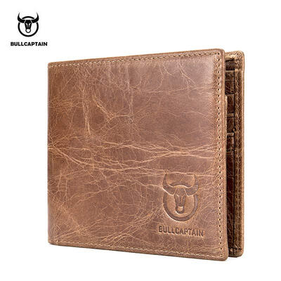 

BULLCAPTAIN Genuine Leather Men Wallets Man Famous Small Short portomonee with Coin Zipper Mini Male Purses Card Holder Walet