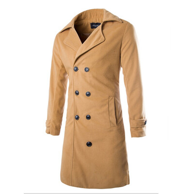 

Zogaa Mens Wool Coat Slim Double-breasted