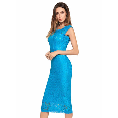 

New Womens Lace Sexy Summer Dress Floral Crochet Hollow Out Vestido Casual Backless Sheath Sleeveless Party Long Dresses